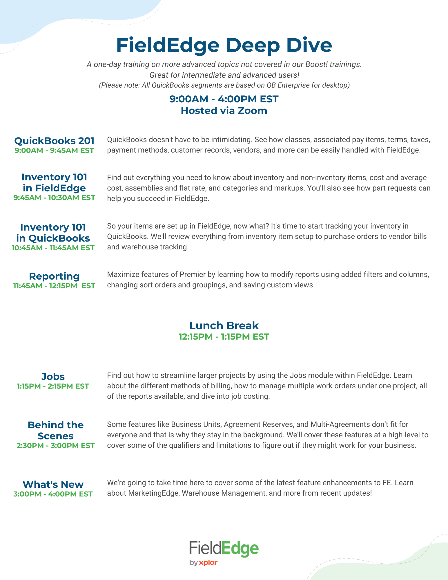 FieldEdge Training Options FieldEdge